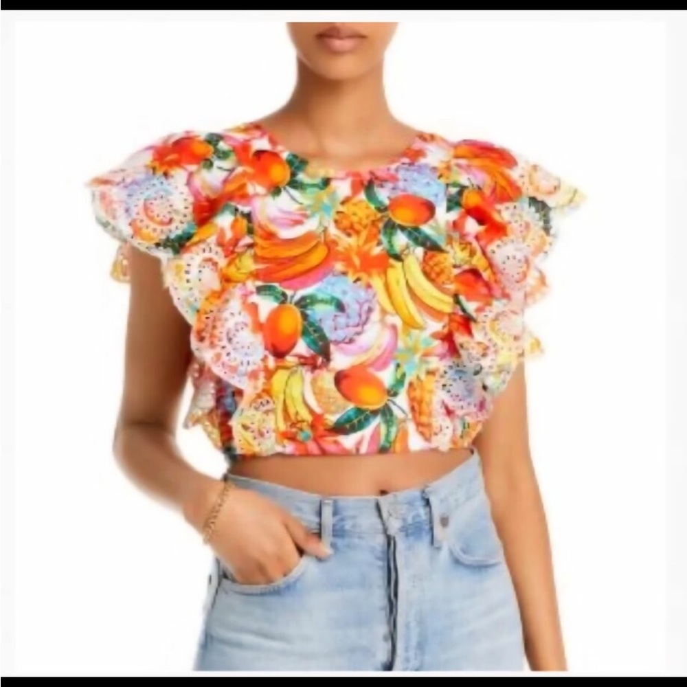 NWT Aqua Vibrant Fruit and Floral
Blouse 2 piece outfit